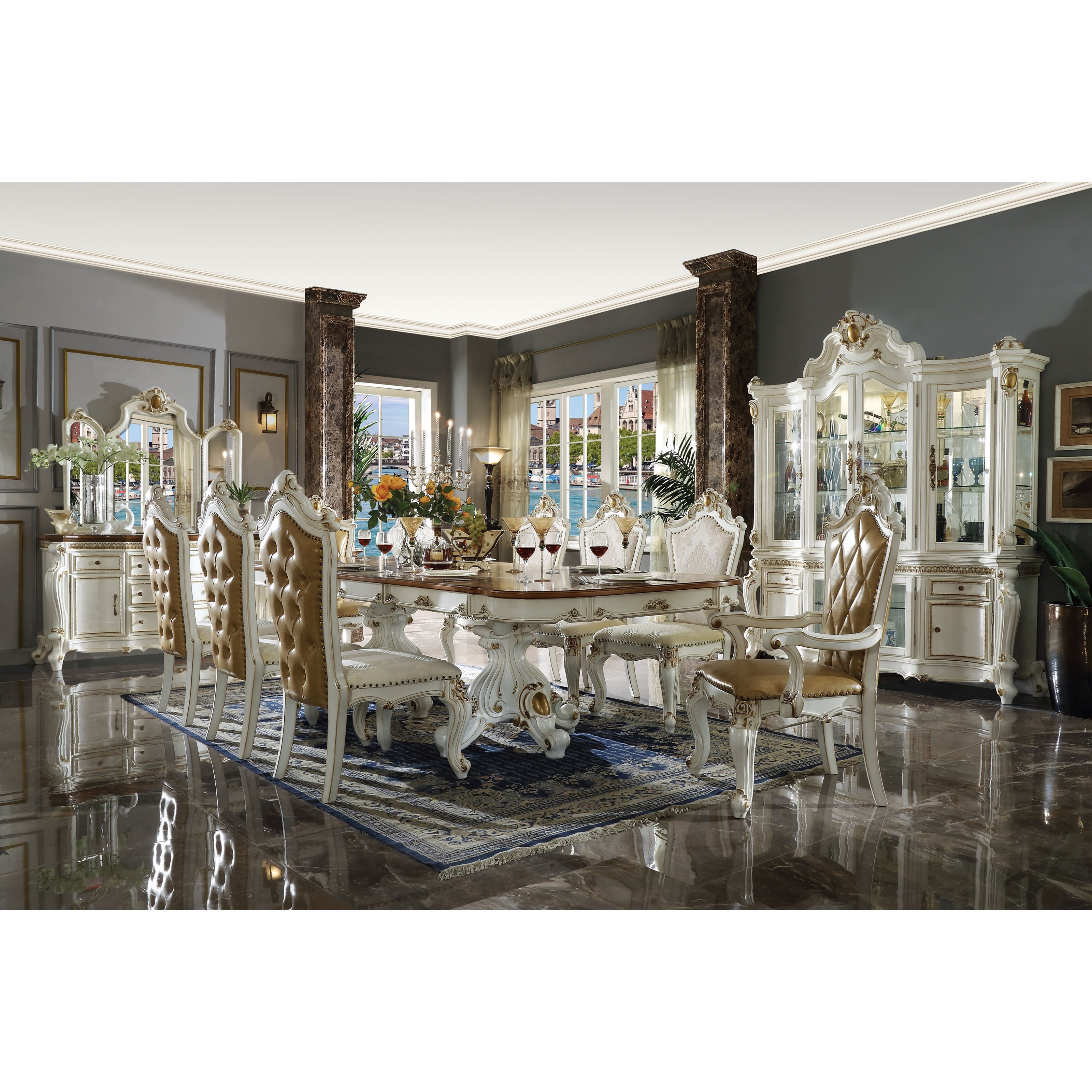 Acme Furniture Picardy 63460 Traditional Dining Table with 2 Table